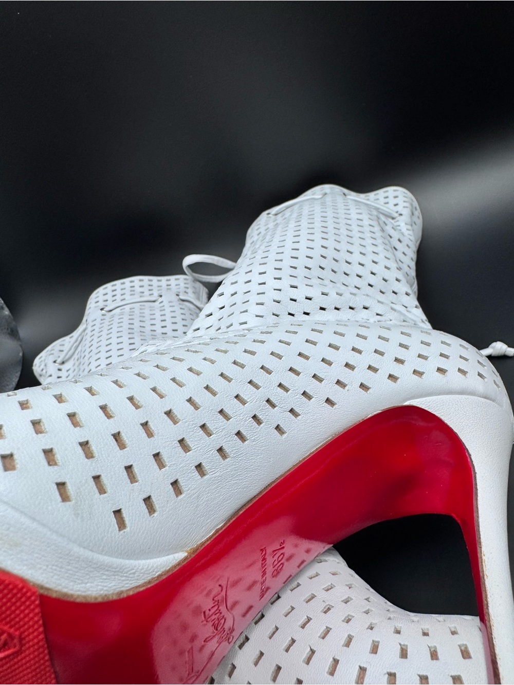 Christian Louboutin Jennifer 120 White Nappa Perforated Boots EU 36.5 - Picture 10 of 11
